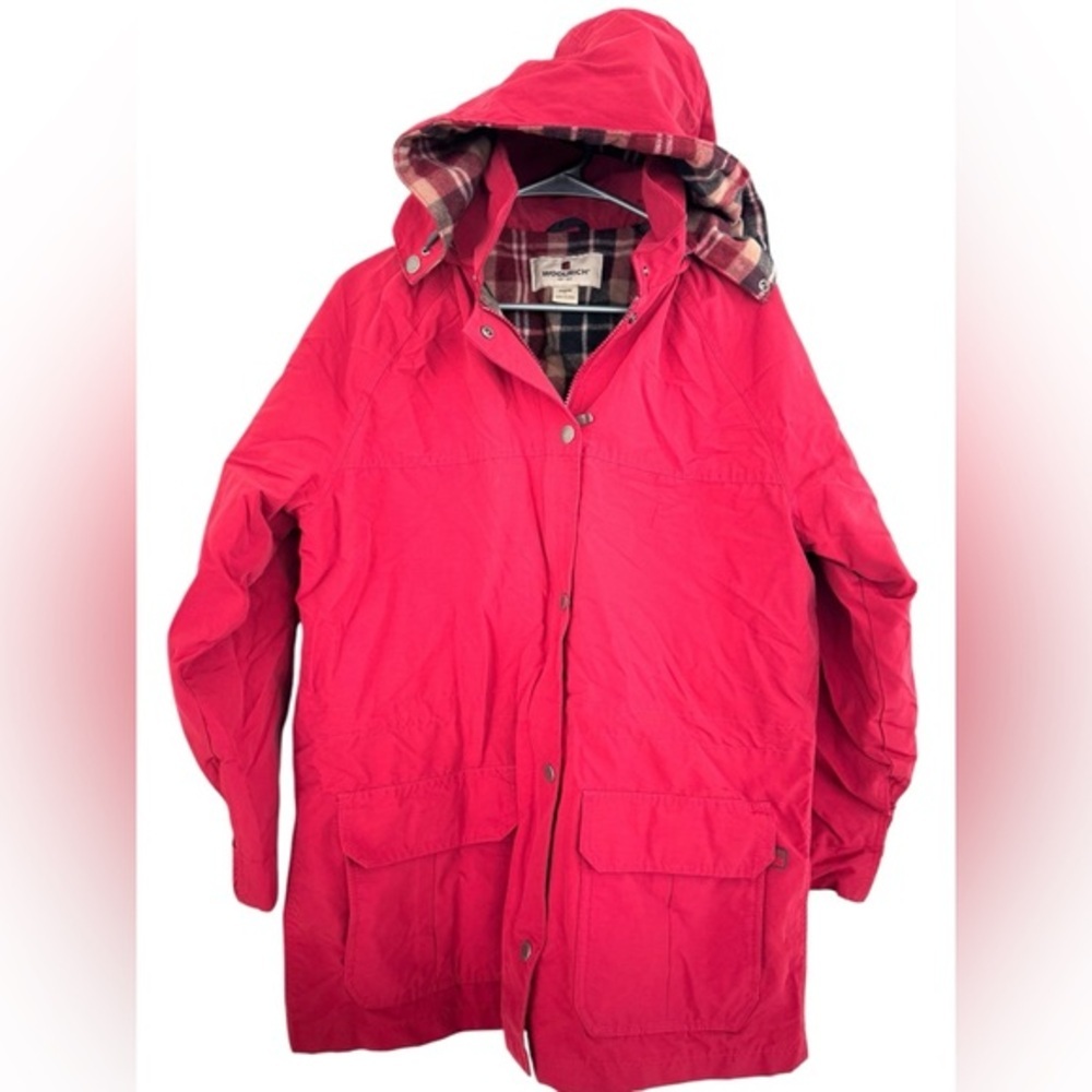 Woolrich Women's‎ Vtg USA Wool Lined Removable Hood Parka Jacket Coat Size Large